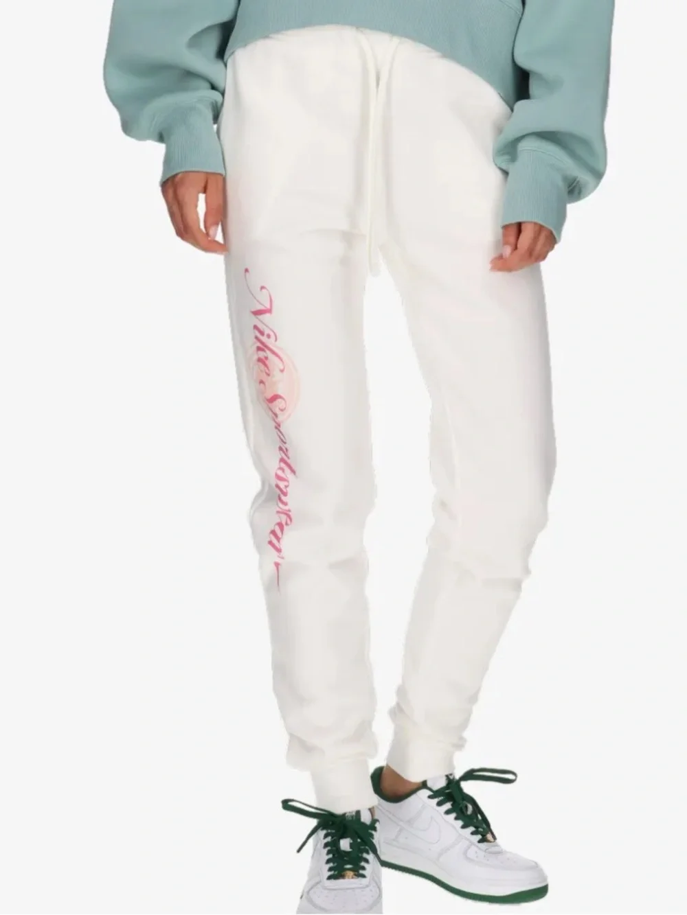 NWT!! Nike Cream Joggers with Pink Script Logo